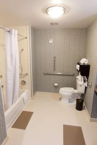 塔尔萨塔尔萨中心汉普顿套房酒店 的一间带卫生间和淋浴的浴室