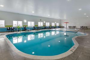 埃德蒙顿汉普顿酒店及套房埃德蒙顿/西的在酒店房间的一个大型游泳池
