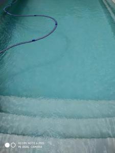 Chambre "Rose"的蓝色海水游泳池中的绳子