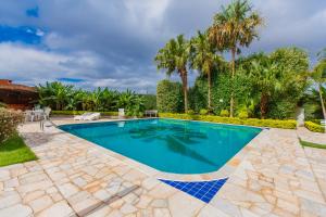 卡斯卡韦尔奎尔西亚海港酒店的棕榈树庭院内的游泳池