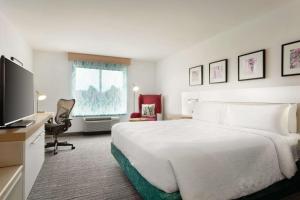 布里奇沃特布里奇沃特希尔顿花园旅馆的配有一张床和一台平面电视的酒店客房