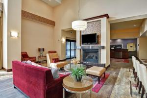 皮奥里亚皮奥里亚大草原汉普顿套房酒店 的带沙发和壁炉的客厅