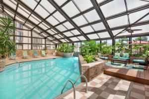 杰克逊杰克逊希尔顿逸林酒店的一个带玻璃天花板的室内游泳池