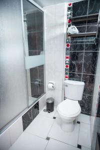 卡哈马卡Hotel Balcones Plaza的一间带卫生间和淋浴的浴室