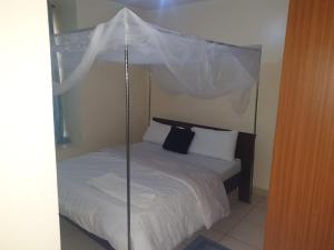阿西里弗Spacious 3bedroom in Greatwall Gardens的一间卧室配有一张带天蓬的床