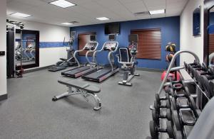 迪金森迪金森汉普顿套房酒店的健身房设有数台跑步机和有氧运动器材