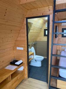 和平Caofong Glamping Village Hoà Bình的小木屋内带卫生间的浴室