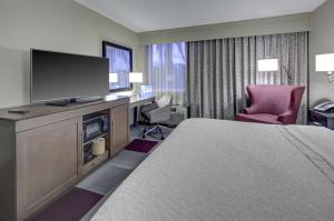 迈阿密迈阿密椰林/科勒尔盖布尔斯希尔顿恒庭酒店的配有一张床和一台平面电视的酒店客房
