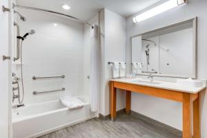曼彻斯特田纳西州曼彻斯特汉普顿酒店的带浴缸、水槽和淋浴的浴室
