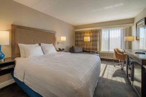 卡尔施塔特梅多兰兹汉普顿酒店的配有一张床和一张书桌的酒店客房