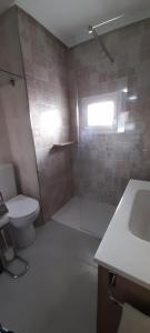 皮尔托贝加LA CASITA SERRANA的一间带卫生间、水槽和窗户的浴室