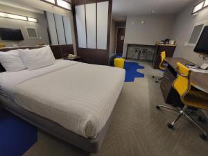 康瑟尔布拉夫斯布罗夫温德姆客栈&套房酒店的酒店客房配有一张床、一张桌子和一把椅子。