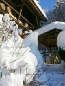 Arâches-la-FrasseChalet de Creytoral的一座房子旁边的雪地里
