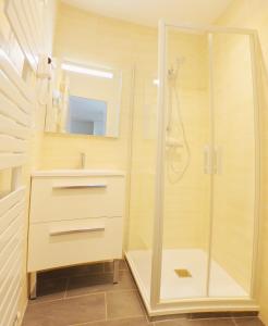 普拉德莫洛拉普雷斯特Tres Vents del Roser的带淋浴和盥洗盆的浴室