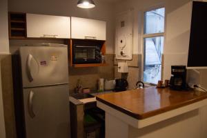 布宜诺斯艾利斯Acogedor Monoambiente en Palermo的厨房配有冰箱和台面