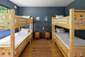 白马村MIZUHO CHALETS by Hakuba Hotel Group的房屋内带三张双层床的房间