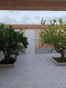 圣地亚哥德拉里贝拉Casa ó Chalet Santiago de la Ribera San Javier VILLA ÍVALIS的门前有两棵树的车库