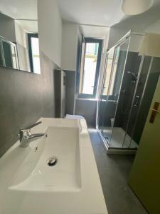 焦约萨马雷阿Dimora Zefiro vacanze的一间带水槽和淋浴的浴室
