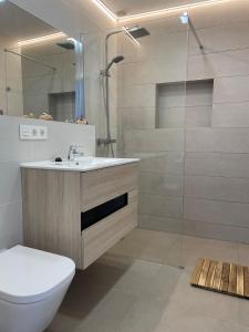 格兰阿利坎特Beach House Relax的浴室配有卫生间、盥洗盆和淋浴。
