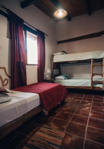 普尔马马尔卡Hotel Cactus Cerro的一间卧室设有两张双层床和一扇窗户。