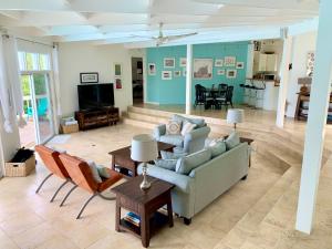 Teagues BayHidden Valley Villa的客厅配有沙发、椅子和电视
