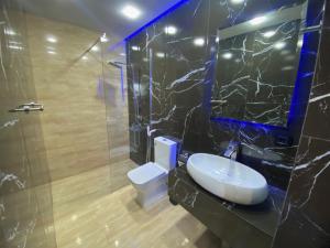 塞凡Black Diamond Sevan的一间带水槽、卫生间和淋浴的浴室
