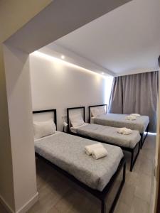 里斯本Figueira House in Beira Minho的带窗户的客房内设有两张单人床。