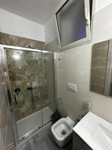 AcerraAlloggio Pulcinella 2 Affittacamere的带淋浴、卫生间和盥洗盆的浴室