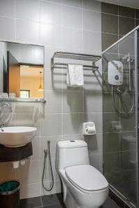 彭亨Villa Renai Resort的一间带卫生间和水槽的浴室