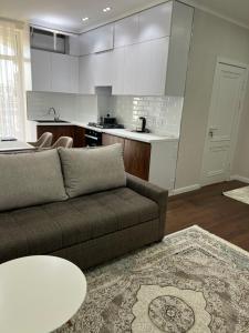 YalanghochУютная квартира в элитном ЖК NRG的带沙发的客厅和厨房