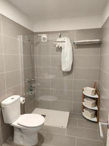 巴哈马尔Bajamar,un lugar mágico的一间带卫生间和淋浴的浴室