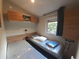 居让梅斯特拉Chez Laura et Cyril的小型客房 - 带2张床和窗户