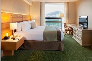 图斯特拉古铁雷斯万豪图斯特拉古铁雷斯酒店 的酒店客房配有一张床、一张书桌和一台电视。