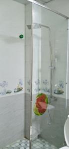 河静Hotel Thanh Bình 2的带淋浴的浴室和玻璃门