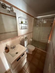 丰卡连特德拉帕尔马Casa Jesus的一间带水槽、卫生间和淋浴的浴室