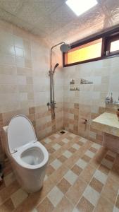 萨帕Rose House Sapa的一间带卫生间和淋浴的浴室