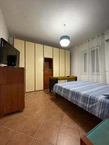 PianellaCasa vacanze La Castellana的一间卧室配有一张床和一台平面电视