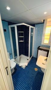 多列毛利诺斯坎迪索尔舒适公寓式酒店的带淋浴、卫生间和盥洗盆的浴室