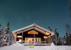 罗瓦涅米北极圈湖假日酒店的雪中的房子