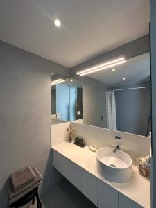 博蒂卡什Casa Sousa - 3rd generation (Apart.2)的一间带水槽和大镜子的浴室