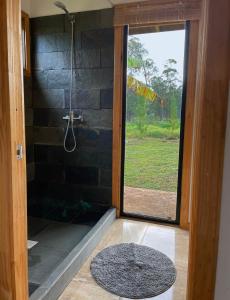 安加罗阿Taina Ta的带淋浴的浴室和玻璃门
