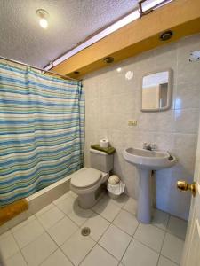里奥班巴Mi Casa en Rio的一间带卫生间和水槽的浴室