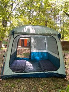 阿姆斯特丹Stoke Travel's Amsterdam Camping的坐在草地上的帐篷