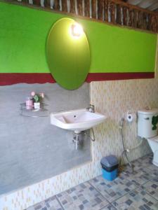 董里Koh Mook Rem Ley的浴室设有绿色的墙壁和水槽