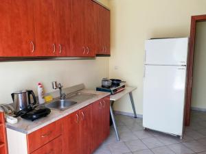 乐托卡亚Villa Zerva的厨房配有水槽和白色冰箱