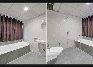 艾哈迈达巴德hotel stay inn的浴室配有卫生间、浴缸和水槽。