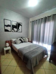 阿加迪尔Entire Apartment的一间卧室设有一张大床和一个窗户。