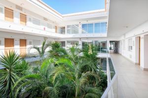 阿尔沃尔阿尔沃图瑞斯提克斯酒店的一座种植了棕榈树的室内庭院