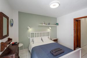 桑蒂亚戈德尔泰德One-bedroom with views of Los Gigantes的一间卧室配有一张带蓝色毯子的大床