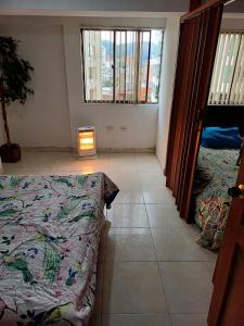 马尼萨莱斯Apartamento Central En La Zona De Cable Plaza的卧室配有一张床,地板上光线充足